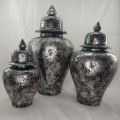 Evsa Porselen 3Lü Kapaklı Küp Vazo Seti