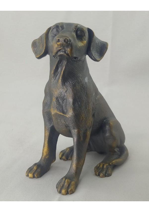 Bronz Renk İçi Dolu Akrilik Oturan Köpek Biblo