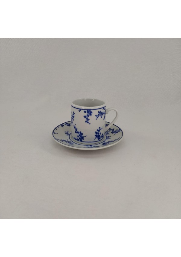 Paçi Porselen MELISSA Collection Beyaz Üzerine Mavi Çiçek Desenli 6'lı Türk Kahvesi Fincan Takımı